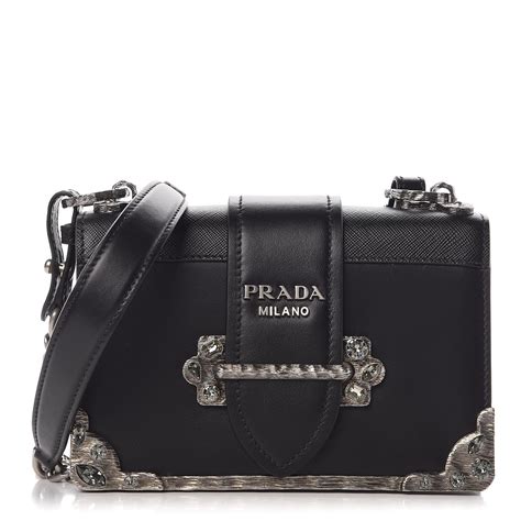 prada soft cahier shoulder bag black